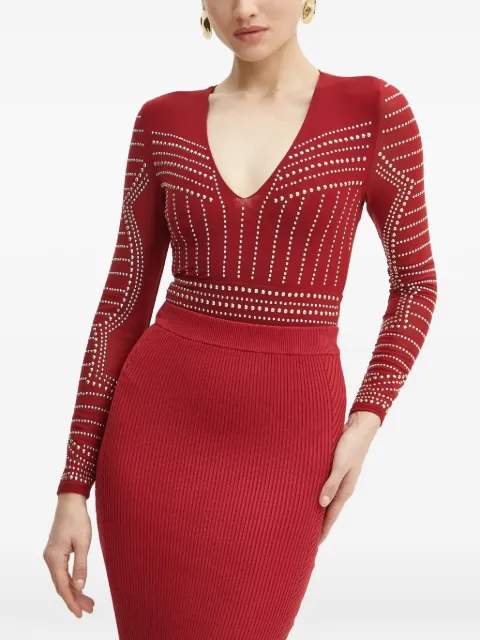 MARCIANO by GUESS studded V-neck bodysuit Red 5RGP026218A