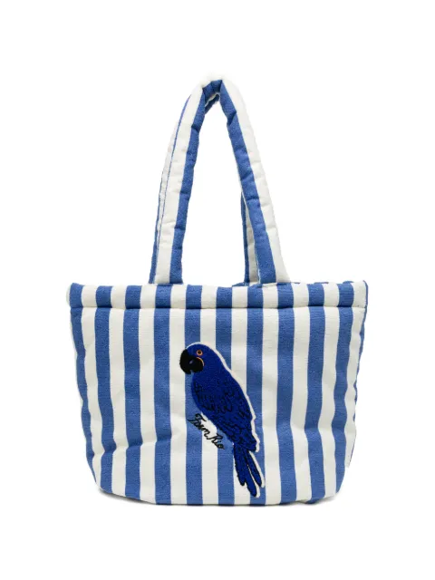 FARM Rio parrot striped tote bag Blue 359974