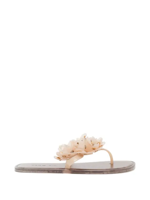 FARM Rio floral-embellished flip flops Neutrals 355892