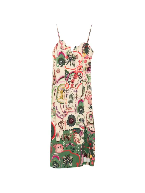FARM Rio Artsy midi dress Neutrals 344007