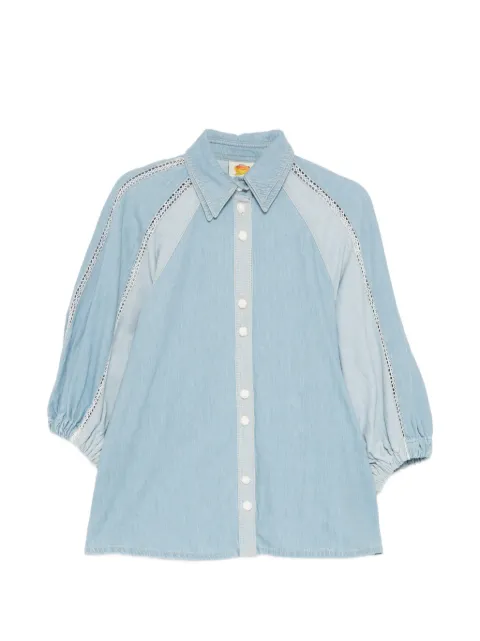 FARM Rio lace panelled shirt Blue 351608L0034