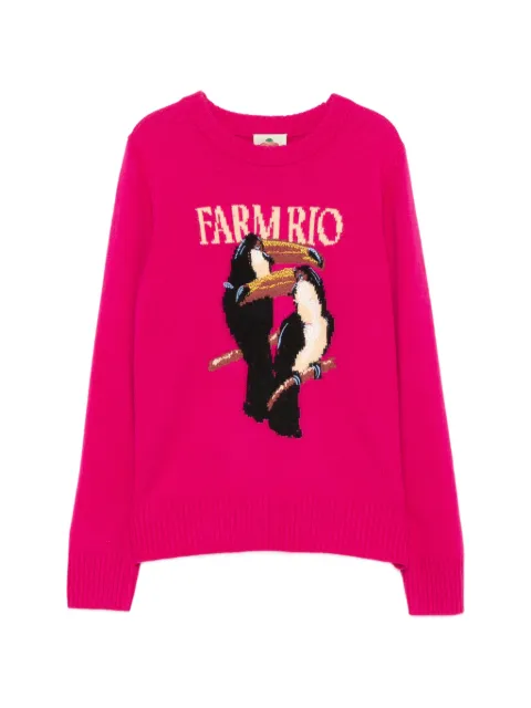 FARM Rio toucan-applique sweater Pink 352085