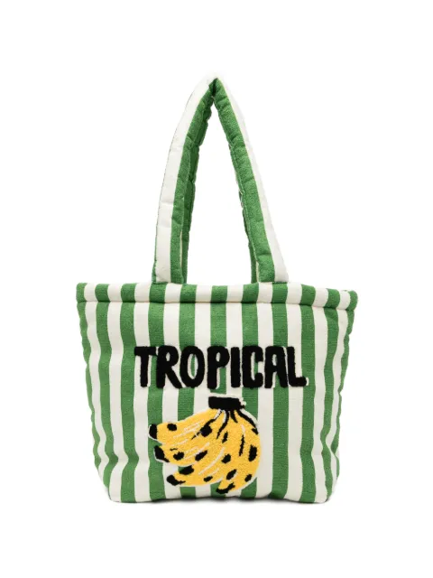 FARM Rio striped tropical banana tote bag Green 359870