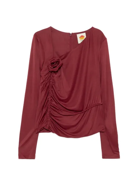 FARM Rio floral-embellished blouse Red 350604
