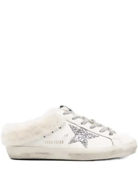 Golden Goose Super-Star sabot sneakers in leather with shearling lining and star White GWF00110F007126