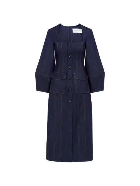 Florence & Fortitude square neck button dress Blue DR082DEN201