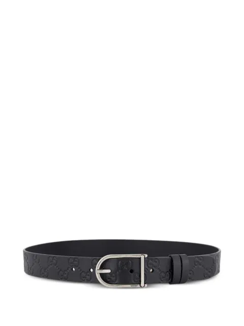 Gucci GG-debossed buckle leather belt Black 854734AAFDV