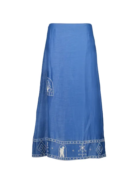 ALEMAIS Yasmeen embroidered-detail maxi skirt Blue 6050S