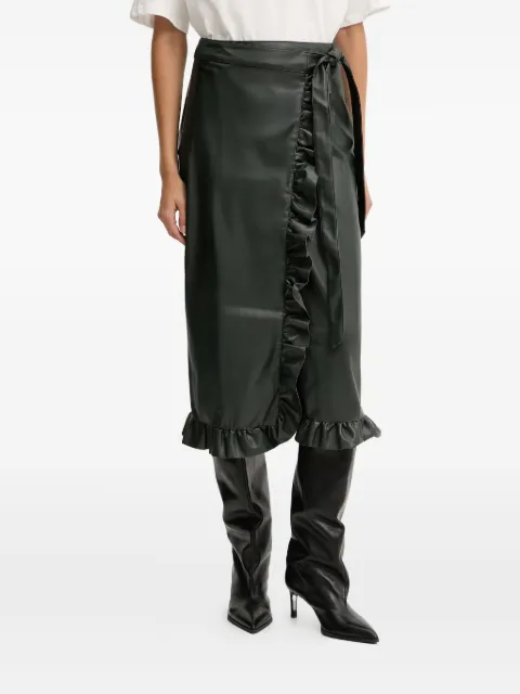 NEVER FULLY DRESSED ruffled wrap midi skirt Green NFDSK749