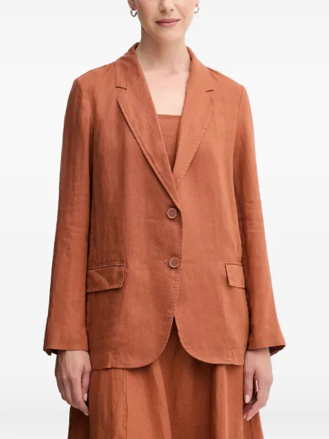 Benetton buttoned pocket linen blazer Brown 2AGHDW00R