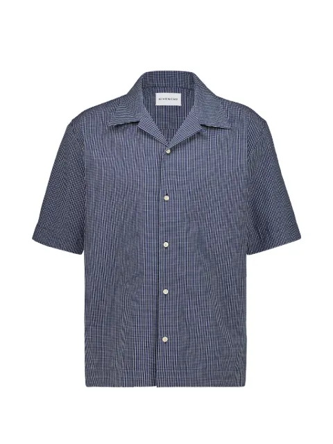 Givenchy logo-appliqué gingham shirt Blue BM616J16BG