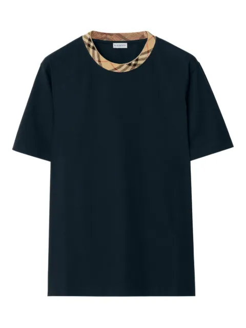 Burberry Check trim cotton T-shirt Blue 8118959