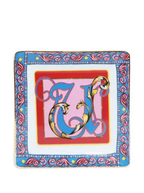 BACI MILANO letter-detail decorative tray (15cm x 15cm) Pink STR1ORTU