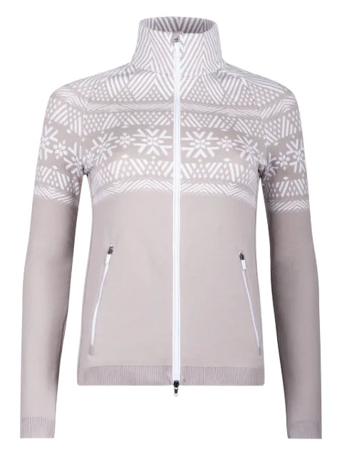 NEWLAND Crans-Montana zipped patterned cardigan Neutrals N46718