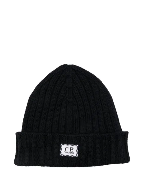 C.P. Company logo-patch beanie hat Blue RFCMAC738A005509A