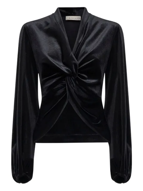 Blanca Vita knot-detailed top Black BERIK7461ONICE