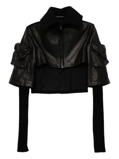 Yohji Yamamoto horse suede ribbed sleeves jacket Black FLJ05834
