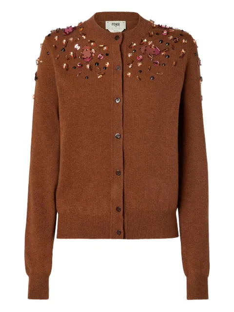 FENDI embellished cardigan Brown FZE543AUZW