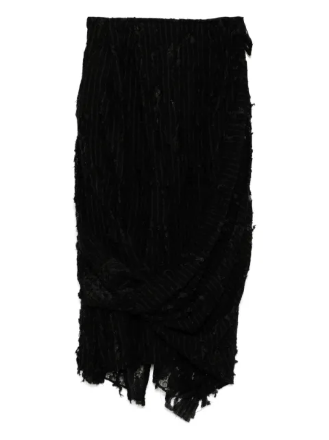 Yohji Yamamoto dameged stripe twist skirt Black LLS11105
