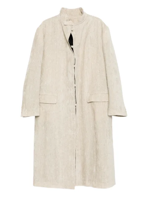 Yohji Yamamoto velvet stand-collar coat Neutrals HLJ12816