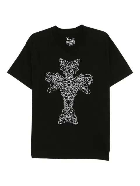 Yohji Yamamoto Y's for men × MASSES cotton printed T-shirt Black MLT75990BLK