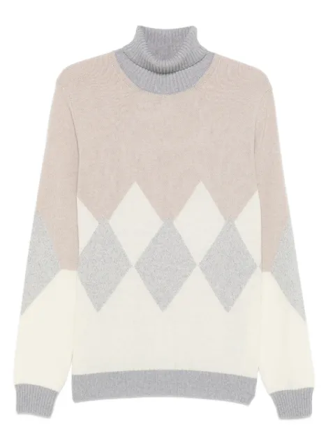 Ferrante diamond-pattern roll-neck sweater Neutrals 54R20808