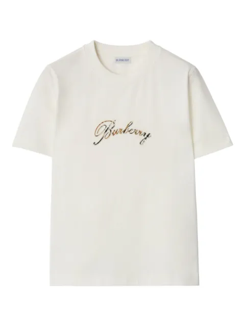 Burberry Check cursive logo cotton T-shirt White 8118971