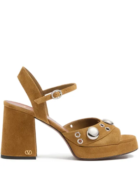 Valentino Garavani Nellcôte platform sandals in split leather 90mm Brown WS0NZ2YTB