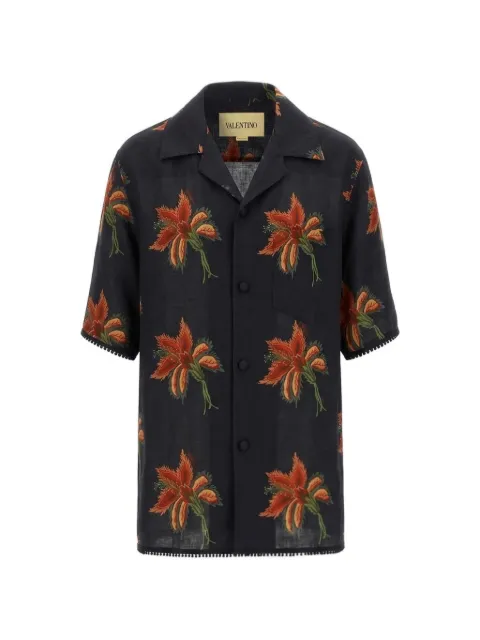 Valentino Garavani floral-pattern shirt Blue VAAN11BA7