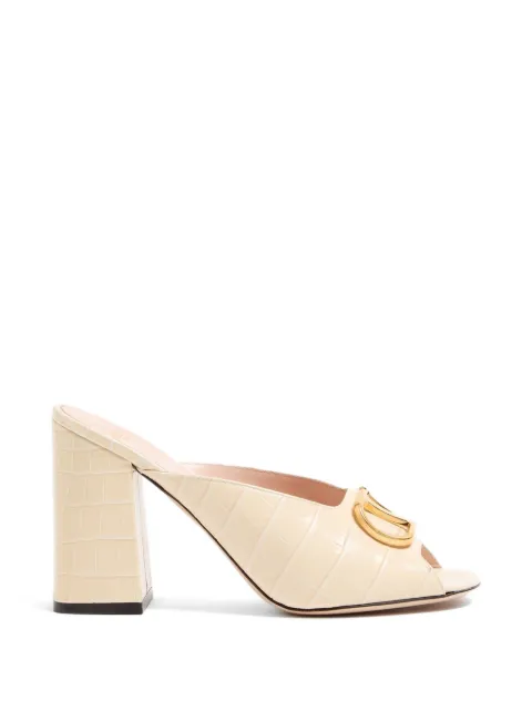 Valentino Garavani VLogo Signature slide sandals in printed calfskin 95MM Neutrals WS0NW6LUR