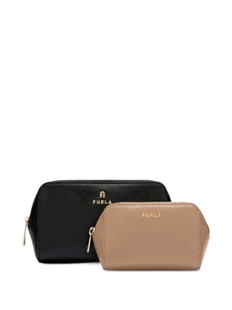 Furla medium Camelia logo-detail make up bags (set of two) Black WE00453ARE0001007