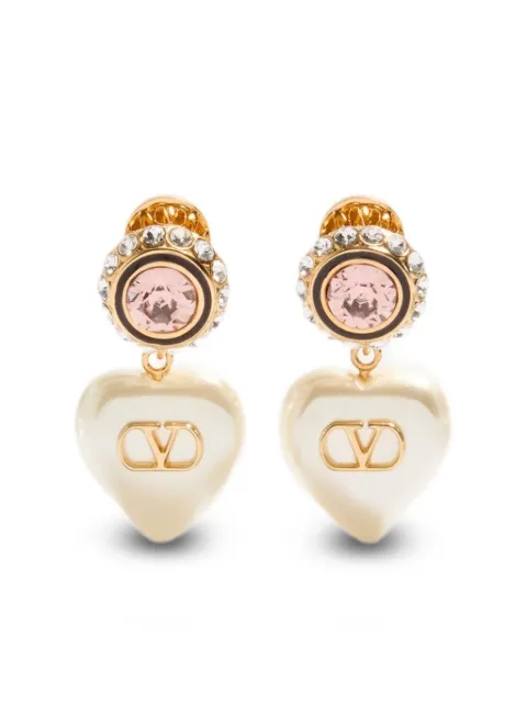 Valentino Garavani Vlogo Signature earrings in metal enamel pearls and crystals Gold WJ0BM3NBS
