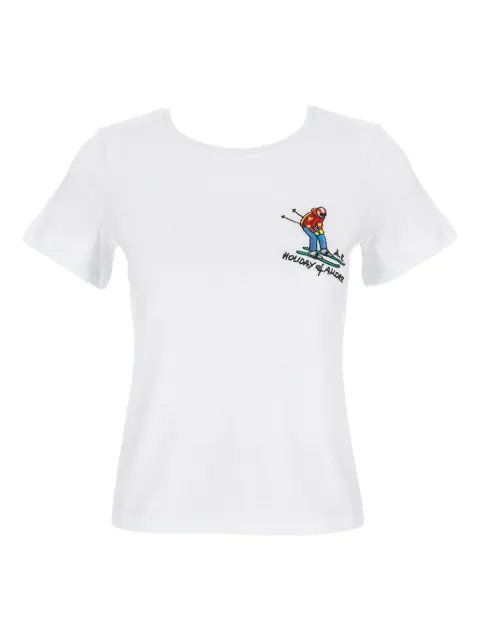 alessandro enriquez embroidered crew-neck T-shirt White S101000SCI