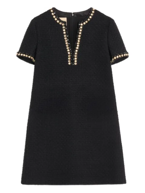 Valentino Garavani embroidered canestrello-tweed mini dress Black BVAJ209YG