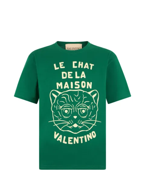 Valentino Garavani cotton T-shirt with Le Chat De La Maison print Green VMG16PB32