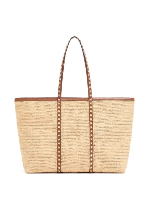 Valentino Garavani Rockstud raffia tote bag Neutrals WB0R04UEN