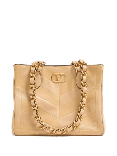 Valentino Garavani Laseine small shopping bag in chevron-patterned nappa leather Neutrals WB0T13PSN