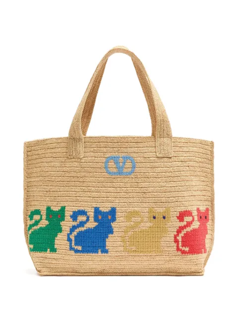 Valentino Garavani large Raffiachat tote bag Neutrals WB0T04EQU