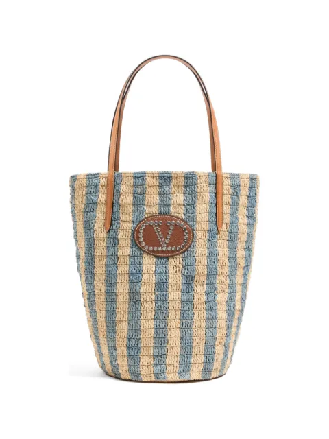 Valentino Garavani striped raffia shopping bag Blue WB0R37UHK