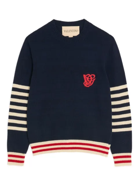 Valentino Garavani embroidery striped sweater Blue VKC37GBAT