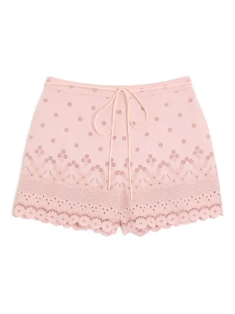 Valentino Garavani Sangallo shorts with fleur a jours daisy motif Pink BRF342A3Q
