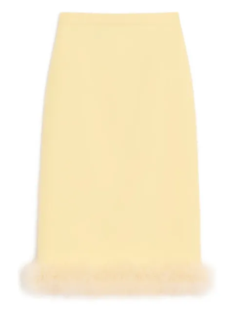Valentino Garavani Crepe Couture midi skirt with feathers Yellow BRAEJ11CF