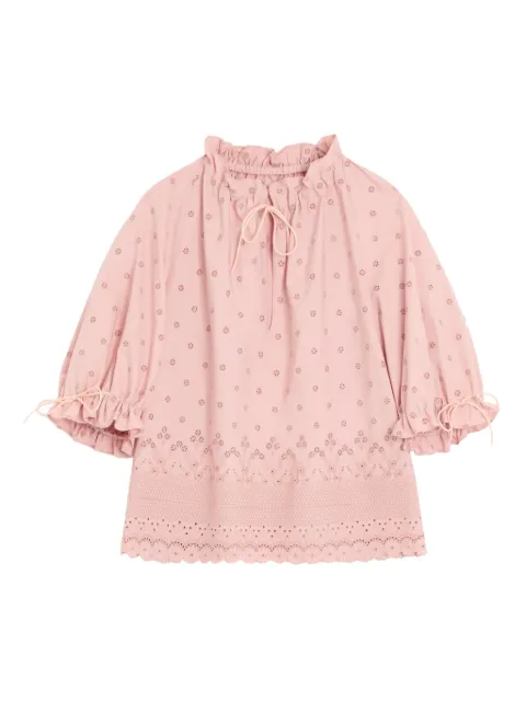 Valentino Garavani puffed-sleeve ruffle blouse Pink BAEBL0A3Q