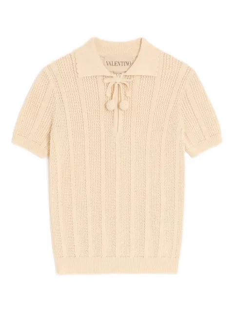 Valentino Garavani cotton knitted polo top Neutrals BKP00JA33