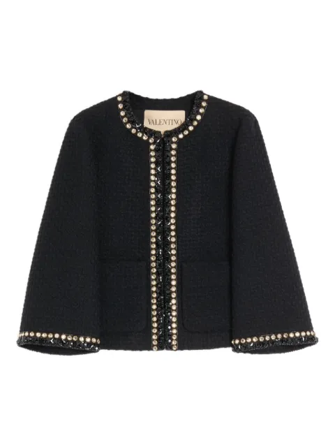 Valentino Garavani canestrello-tweed embroidered jacket Black BCE3YN9YG