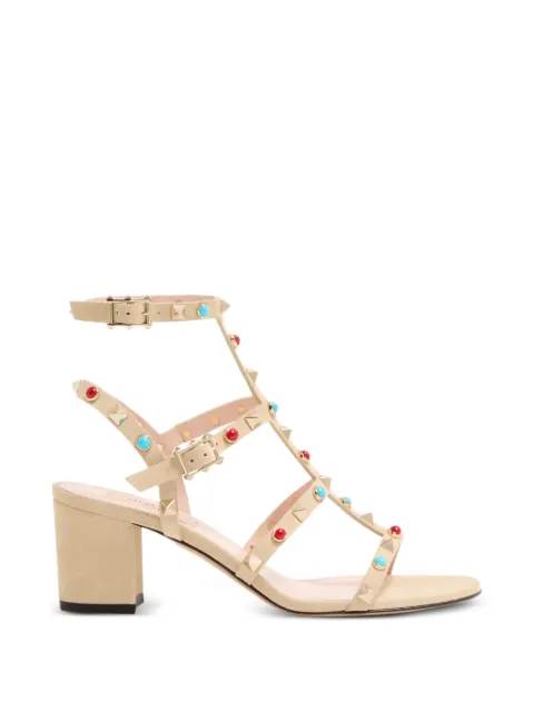 Valentino Garavani Rockstud Cabochon-embellished heeled sandals Neutrals WS0491JTI