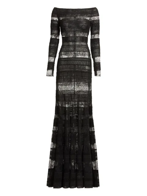 Elie Saab long-sleeve lace maxi dress Black D0910NF25MCL01