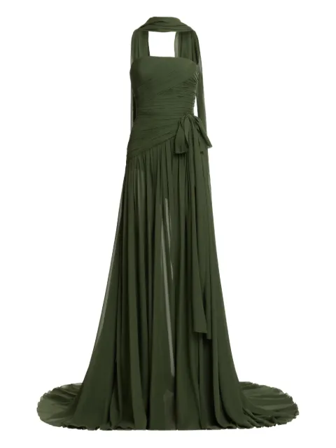 Elie Saab ruched tie maxi dress Green D0951NF25SI001