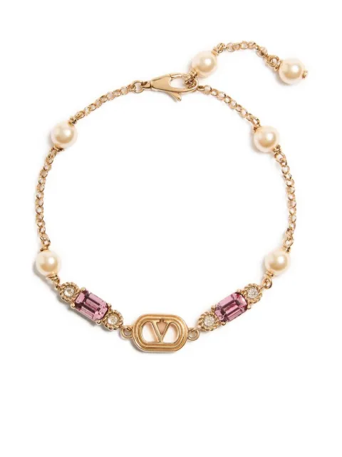 Valentino Garavani Ovalette bracelet in metal, pearls and Swarovski® crystals Gold WJ0BH8QVS