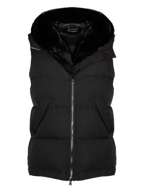 LOU ANDREA hooded sleeveless gilet Black YZ21417LUW5MATBLACK